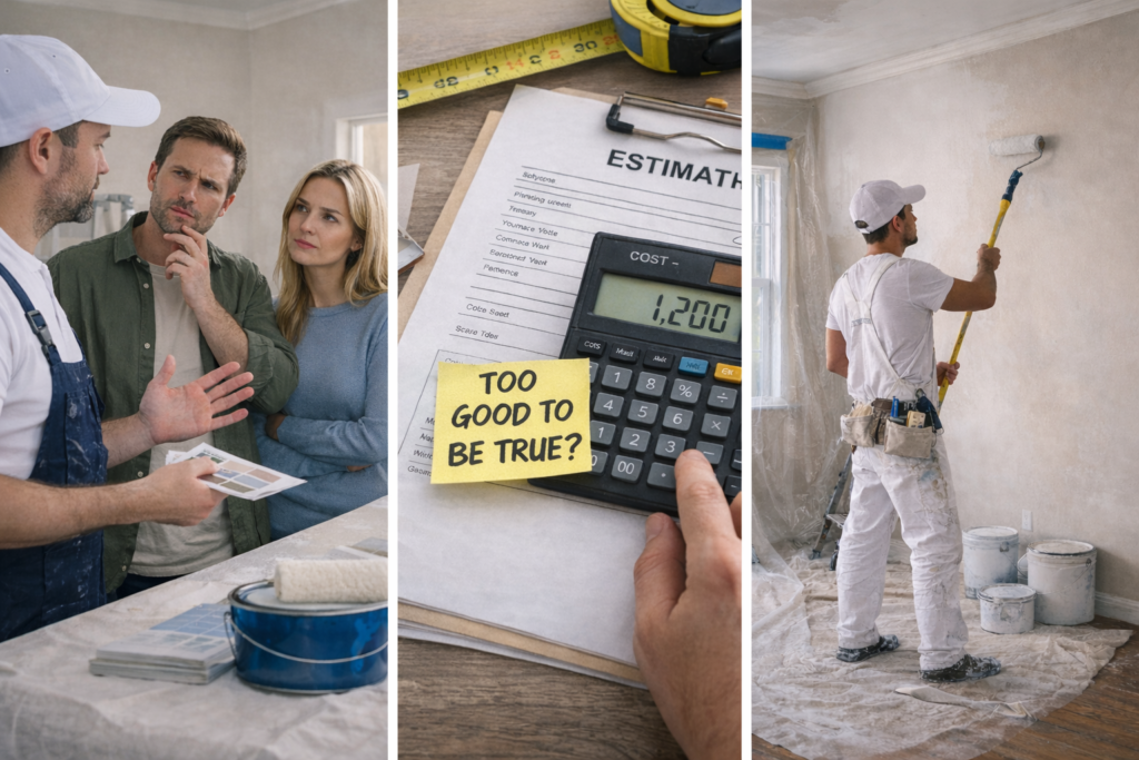 Covered living room ready for painting