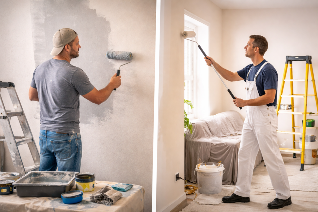 Homeowner prepping room with DIY tools