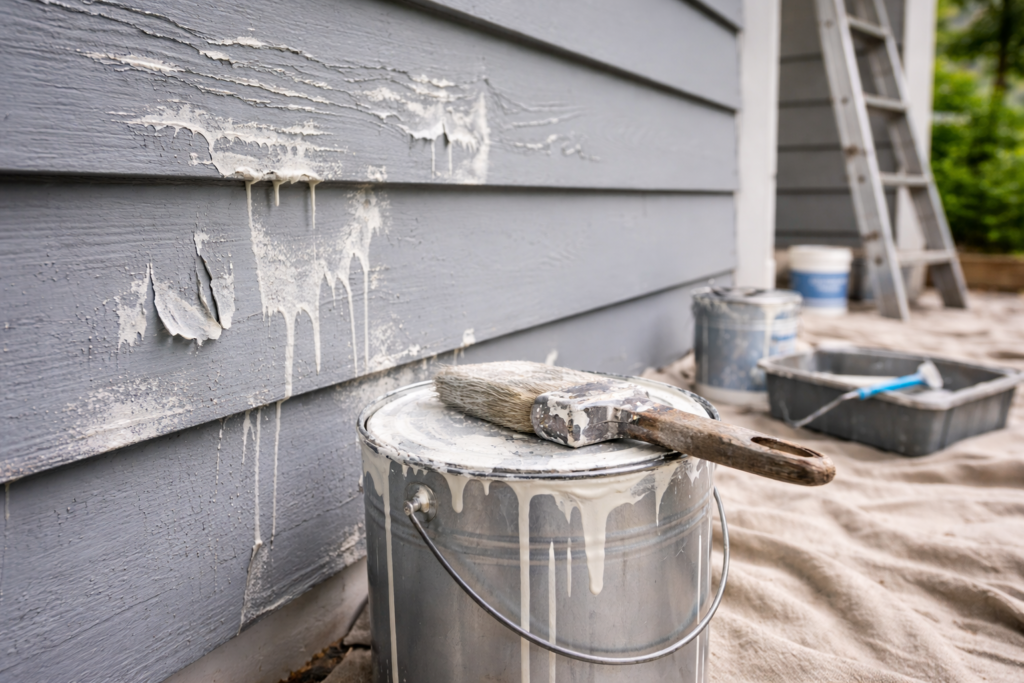 poorly painted wall with visible streaks and drips