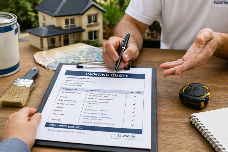 painter reviewing detailed quote document