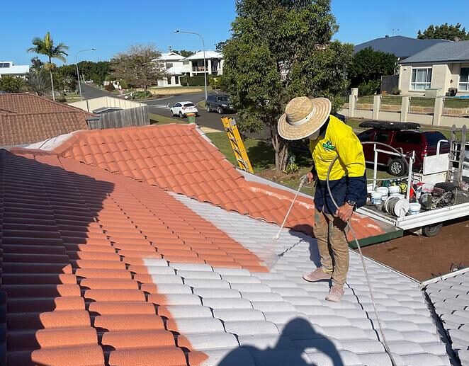 Professional roof painting project using UV-resistant roof paint in Western Australia