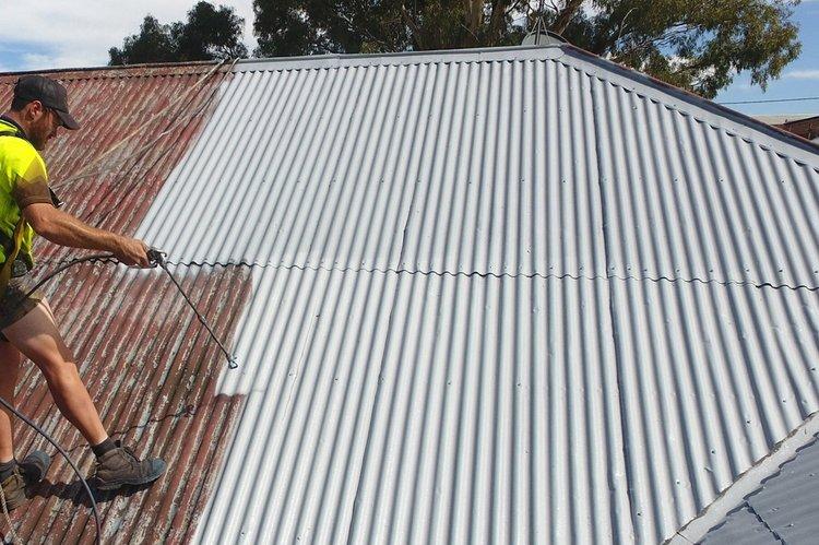 Professional roof painting service on a Perth residential property