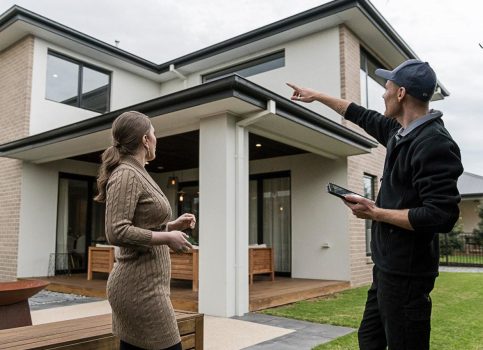 Homeowner discussing a roof painting project with a painter in Perth
