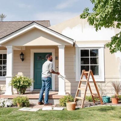 Residential painter painting the exterior of a home in Cloverdale WA