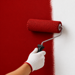 Two-coat interior painting with a paint roller for consistent coverage